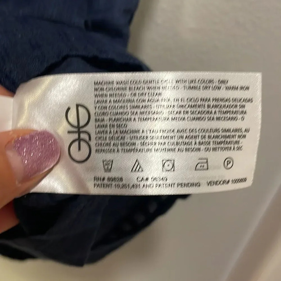 Ella Moss Dark Navy Blue Eyelet short sleeve top - Picture 11 of 12